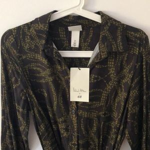 NWT H&M green print boho dress